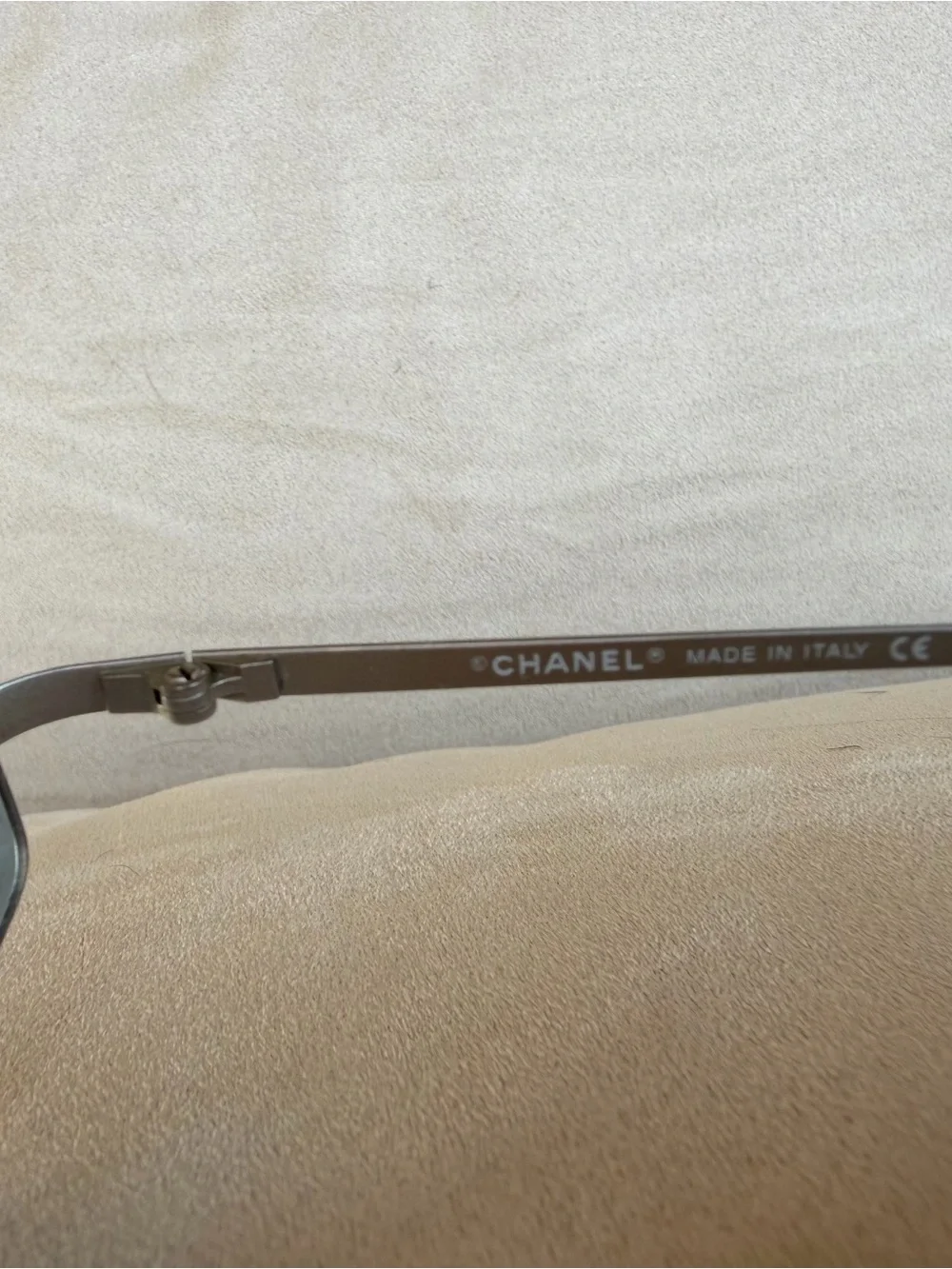 Chanel Silver Rim Grey Lens Logo Sunglasses